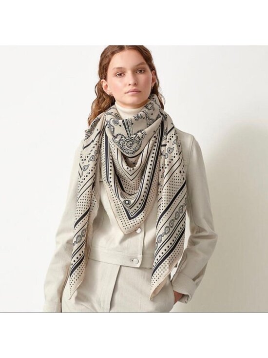 Hermes Accessories - Hermes Carre Geant 140 Lecre Bandana Cassisil Tag Scarf